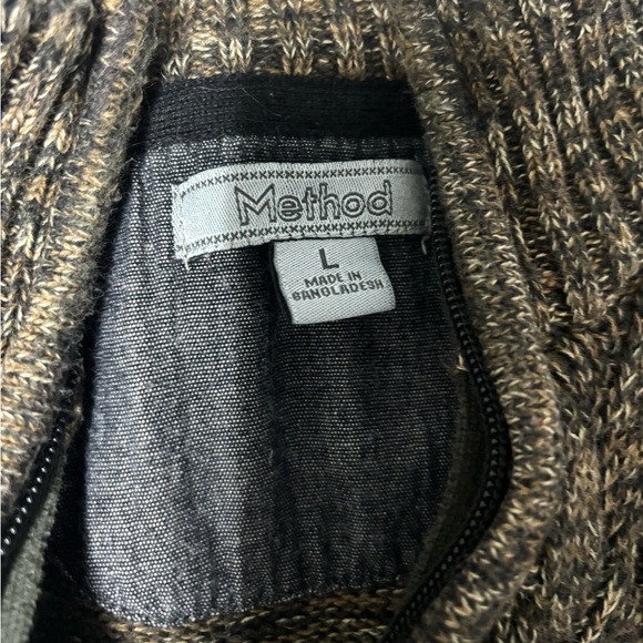 Method Sweater Cotton Blend Knit Quarter Zip Pull Over Mock Men’s Size Large - Picture 2 of 6